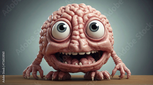 3d character of a human brain smiling with hands and legs