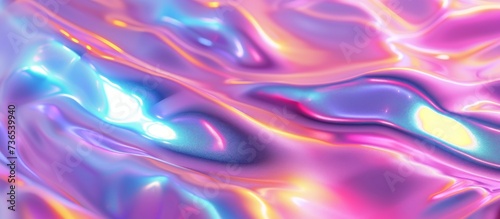 Abstract rainbow neon color wavy holographic background surface