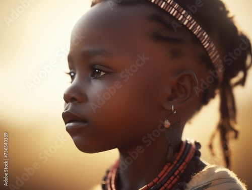 portrait of a small African thoughtful girl. protection and rescue of children. close-up.