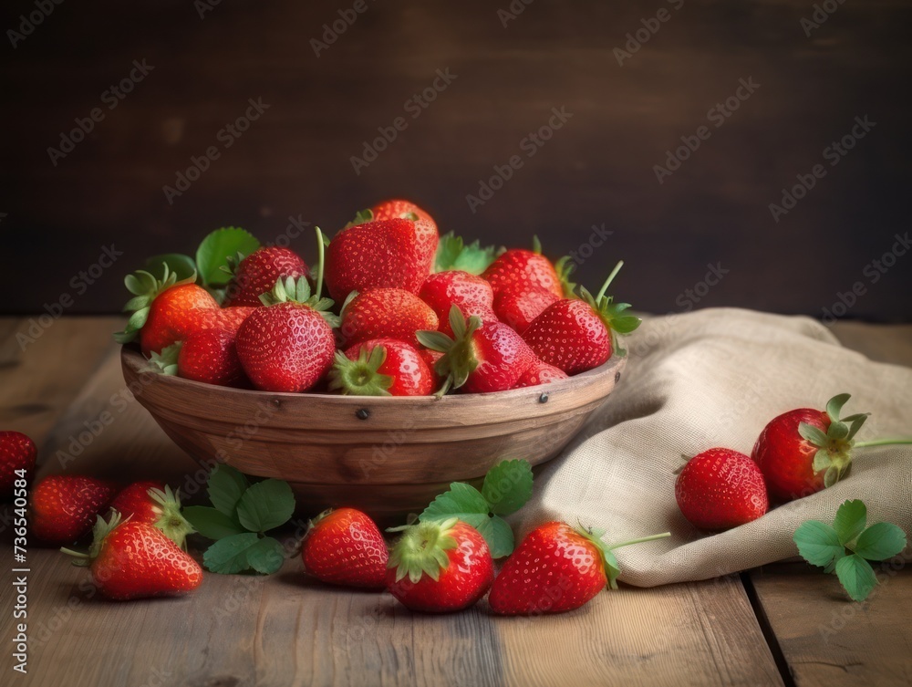 Fresh nice strawberries in wooden bowl on wooden table. Fresh nice strawberries in wooden bowl on wooden table.