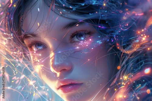 The girl's face was reminiscent of something and the shimmering light effect added to the passion.