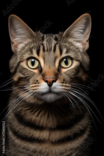 Beautiful brown cat on a black background. © MadMouse