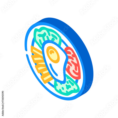 bibimbap dish korean cuisine isometric icon vector illustration