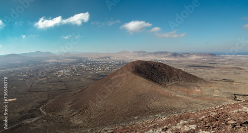 A panoramic view of the La Olivia area of Fuerteventura Canary Islands Looking towards the village of Lajares