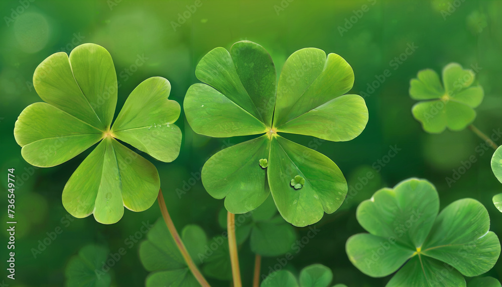 Realistic close up Illustration of four-leafed clovers fortune bringer lucky clover Realistic close up Illustration of four-leafed clovers fortune bringer lucky clover