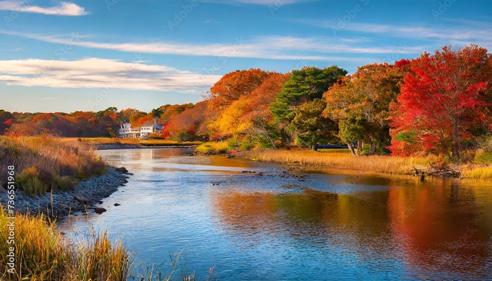 autumn landscape with river and trees provincetown cape cod massachusetts