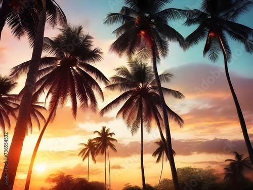 palm trees at sunset © Andre