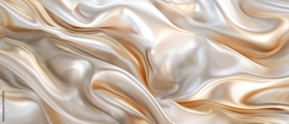 Obraz premium Shades of beige and silver shiny substance that reflects like a mirror. Abstract iridescent pearly background.