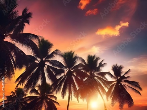 palm trees at sunset © Andre