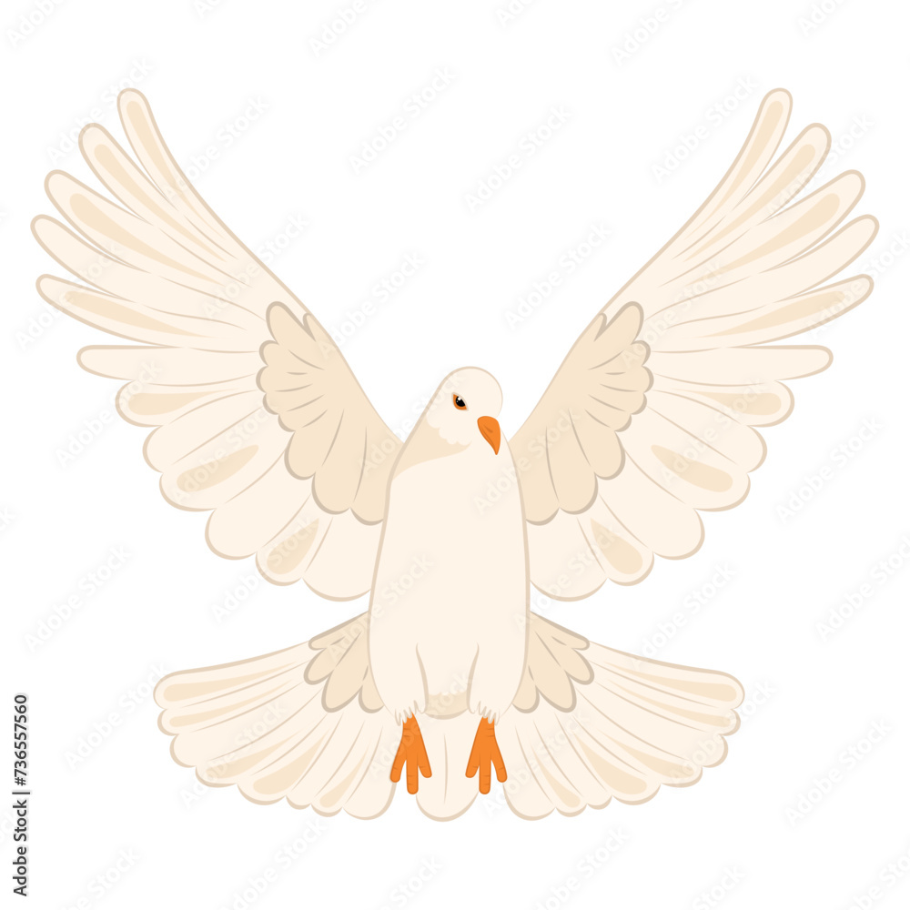 Obraz premium Cute white dove Peace symbol Vector illustration