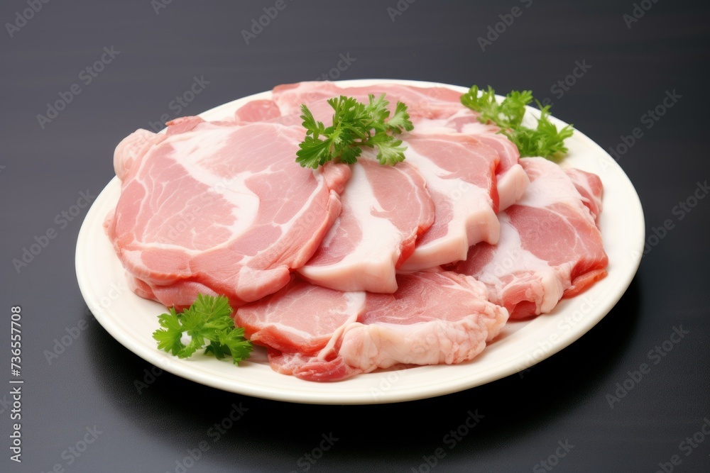 Thick Plate raw pork. Cutlet red. Generate Ai Thick Plate raw pork. Cutlet red. Generate Ai