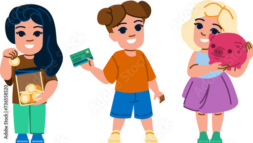 child kid money girl vector