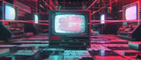 Retro and shiny background vintage video tapes for television and video games