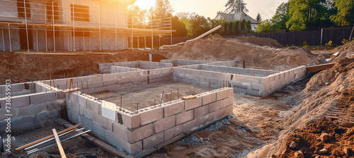 Foundation of a residential building under construction