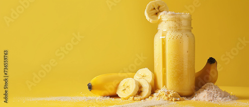 Protein Powder Shake Banana Protein Fitness Drink photo