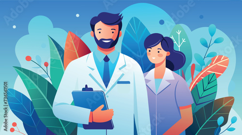 Confident healthcare professionals with clipboard outdoors