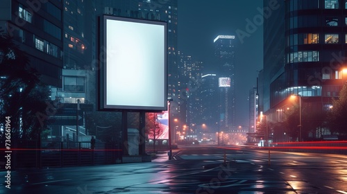 Billboard for a poster on the background of the city at night. Vertical billboard mock-up. --ar 16:9 --v 6 Job ID: 7a04ff6f-8a11-4cd2-8c6f-a3965da6ceec © Jalal