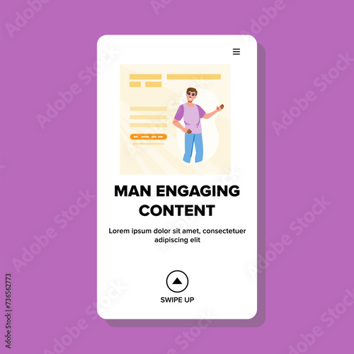 social man engaging content vector