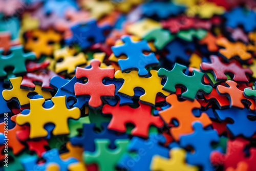 Colorful Puzzle Pieces Close-Up for Autism Awareness