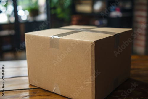 box with a brown color and a cardboard shape and a package overlay on the top
