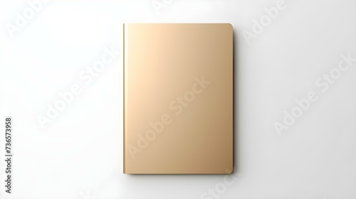 Blank gold Notebook on a white Background. Business Mockup with Copy Space