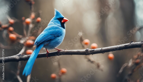 blue cardinal, isolated white background
