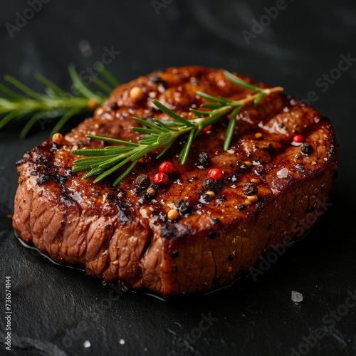 Ribeye steak, restaurant served with vegetables, rare steak, well done, BBQ meat