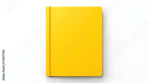 Blank yellow Notebook on a white Background. Business Mockup with Copy Space