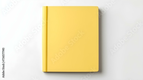 Blank yellow Notebook on a white Background. Business Mockup with Copy Space