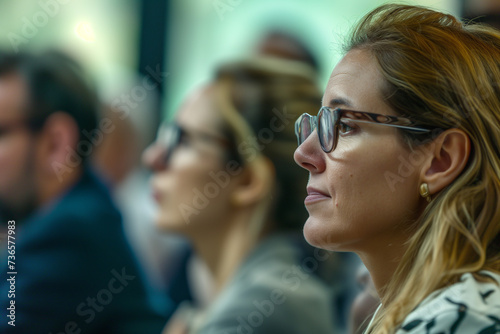 business people at an audience of people with glasses in a meeting