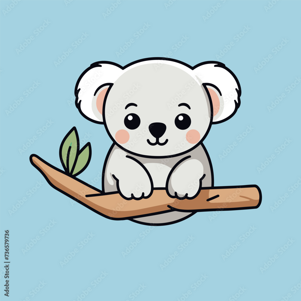 Cute koala sitting on a branch. Vector illustration in cartoon style. animal design, vector illustration eps10 graphic