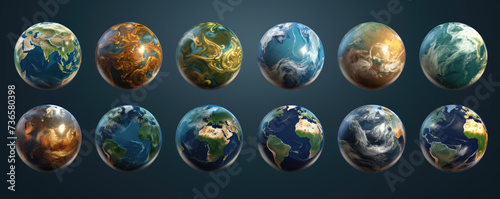 Various planet earth map from universe view.