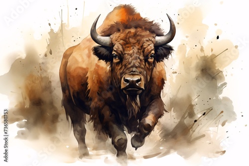 a watercolor of a buffalo photo
