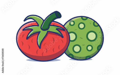 Fresh Garden Tomatoes & Cucumbers Icon Illustration  