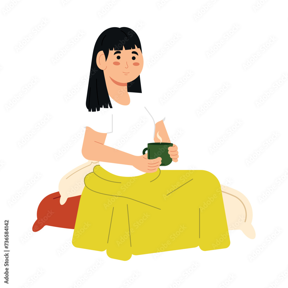 Relaxed woman taking a coffee cup Vector illustration Relaxed woman taking a coffee cup Vector illustration