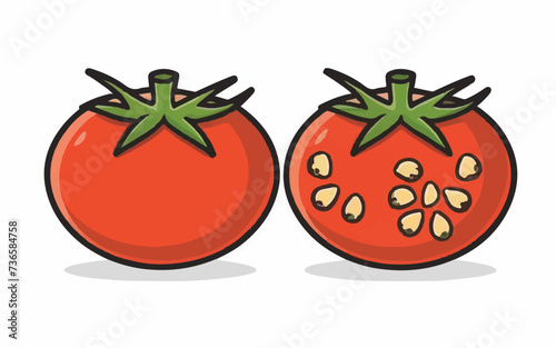 Fresh Garden Tomatoes & Cucumbers Icon Illustration  