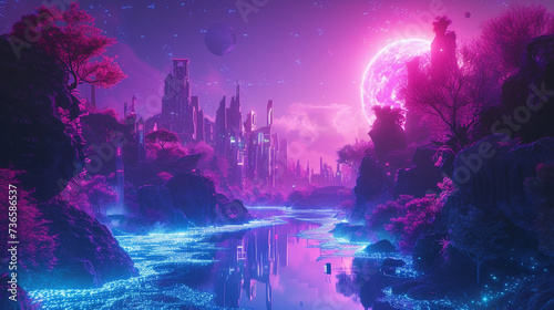 A blend of neon pink and electric purple, creating a vibrant, nocturnal spectacle.