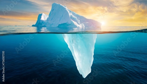 iceberg underwater risk global warming concept 3d rendering