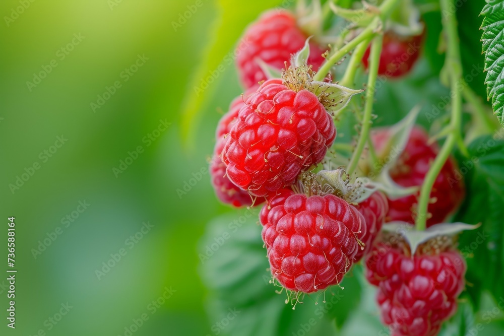 Raspberry harvest. Background with selective focus and copy space Raspberry harvest. Background with selective focus and copy space