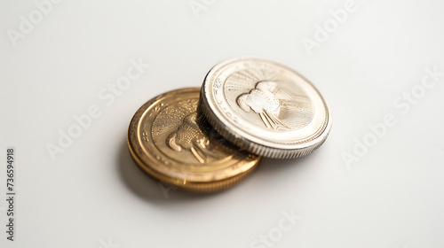 couple of coins on a white background