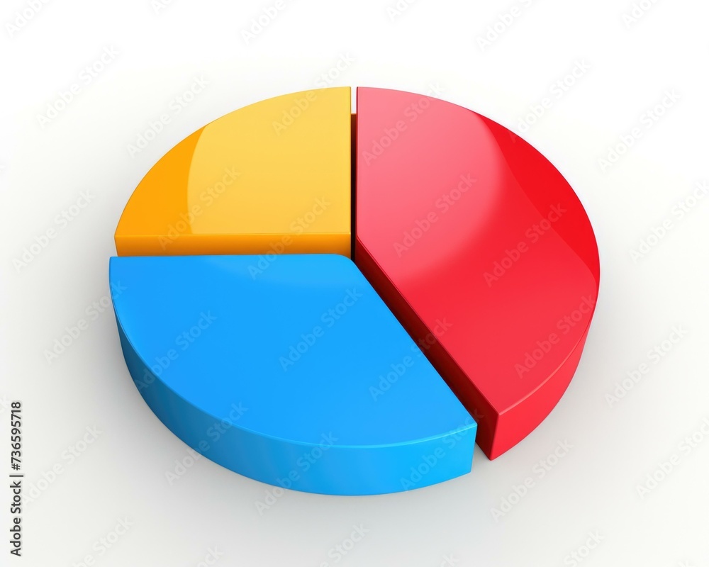A pie chart with three different colors. Generative AI. A pie chart with three different colors. Generative AI.
