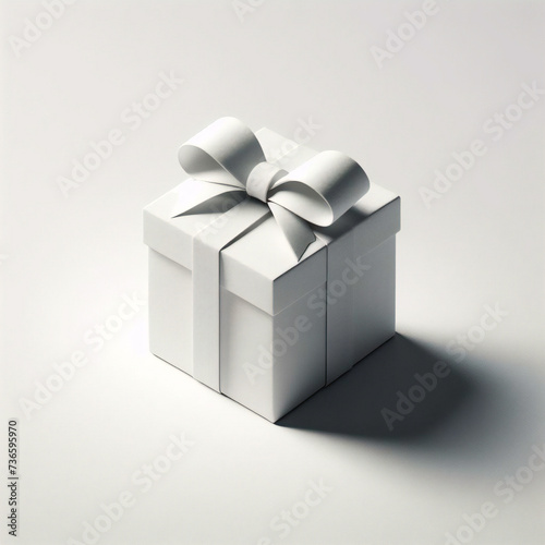Weiße Geschenkbox mit roter Schleife, isoliert auf weißem Hintergrund © Marios