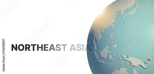 Northeast asia.
3d rendering Globe Background, 3d Model Of Earth.