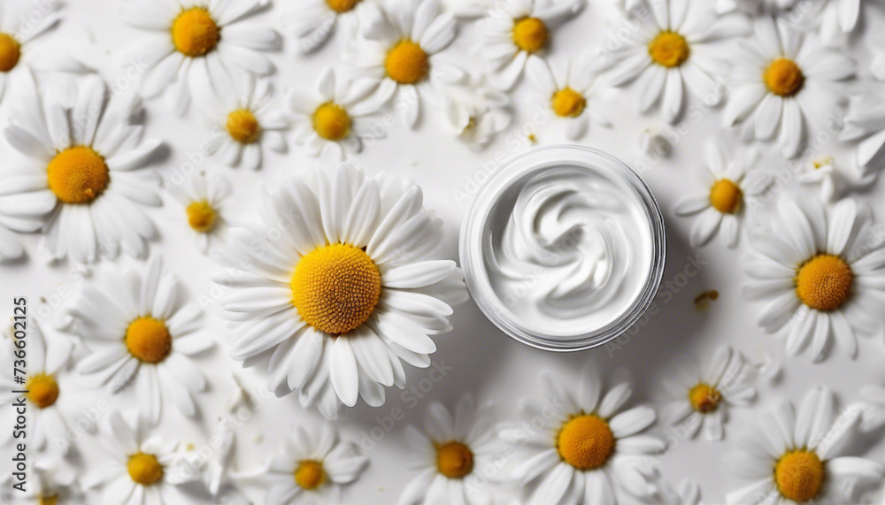 Obraz premium daisy, cosmetic, cream, decorative, isolated, white, background, top, view