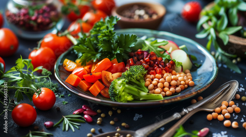 Vibrant Vegetarian Salad Bowl, Veggies, Vegetables