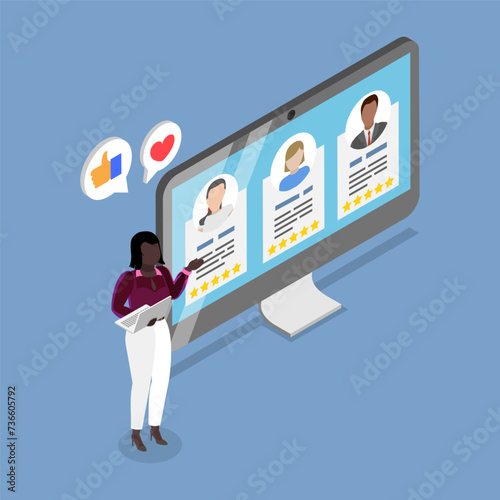 3D Isometric Flat Vector Illustration of Corporate Website, Support Service