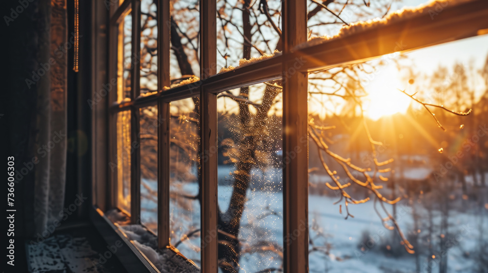 Obraz premium Sunlight streaming through house window