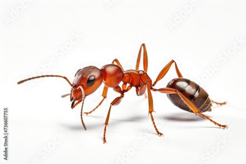  red ant formica rufa on white background