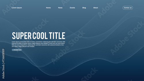 Landing page abstract design. Template for website or app. Colorful abstract minimal wave