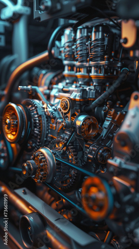 An immersive 3D scan of a car engine at work highlighting the intricate processes that power the vehicle